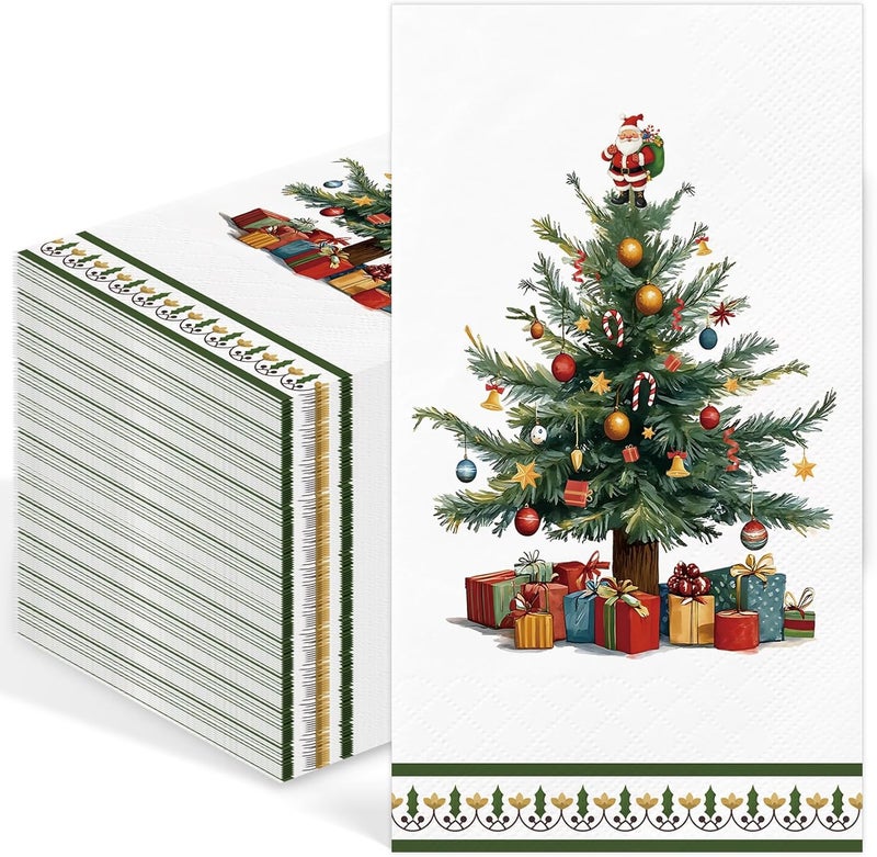 IANFEPH 100 Pcs Christmas Paper Napkin 3 Ply Disposable Bathroom Guest Hand Towels Xmas Tree Decorative Dinner Napkins for Winter Holiday Kitchen Wedding Birthday Party - Image 1